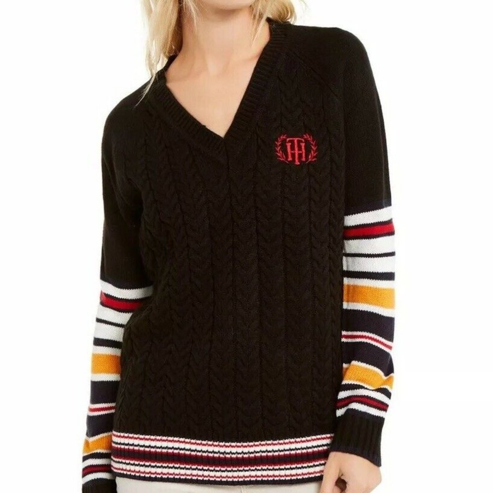 NWT TOMMY HILFIGER VARSITY STRIPE SWEATER